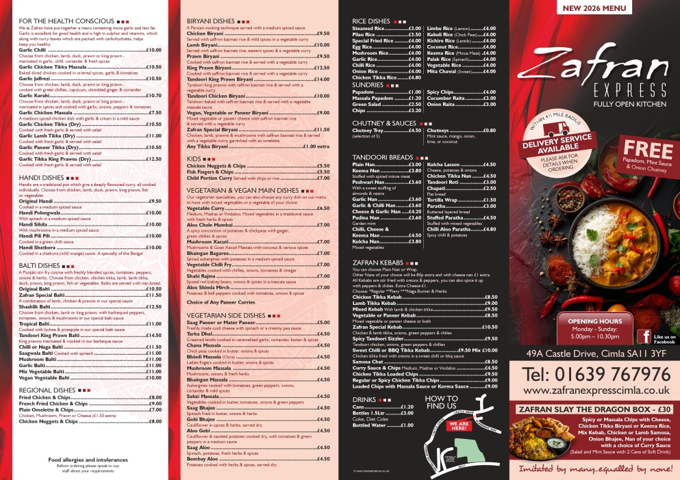 LCP40397 Zafran Express TA Menu (Cimla) 2